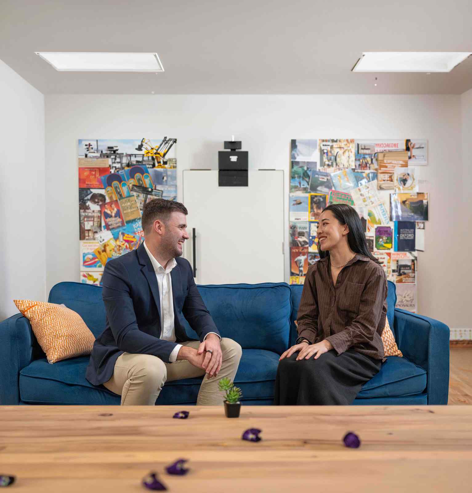 Sharing information with a client on a sofa